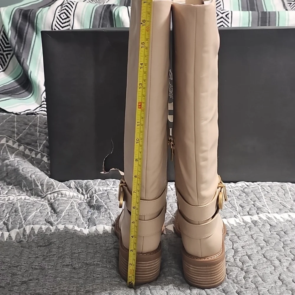 Vince Camuto Womens Gini4 Extra Wide Calf Knee High Boot In Soft Buff (Beige) 5W